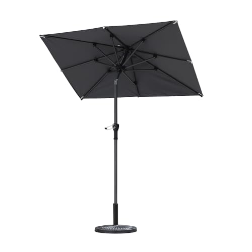 Purple Leaf 1.2 x 1.8 M Patio Umbrella – UPF 50+ Sun Protection Market Umbrella for Outdoor, Waterproof & UV-Resistant Sun Shade Parasol with Push Button Tilt, Light Grey