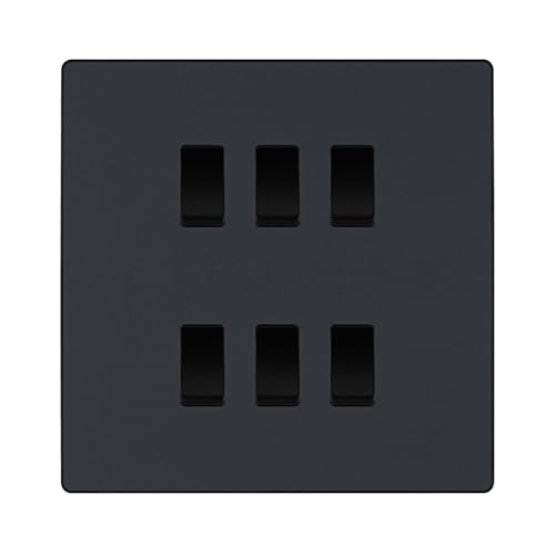 BG Evolve Matt Grey 6 Gang Intermediate Custom Grid Light Switch with Back Box Included