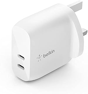 Belkin 40W USB Type C PD Wall Charger (Dual USB-C Ports for 20W Per Port Fast Power Delivery Enabled Charging for iPhone 14/14 Plus, 13, 13 Pro, 13 Pro Max, Mini, iPad Pro, Galaxy, and More)