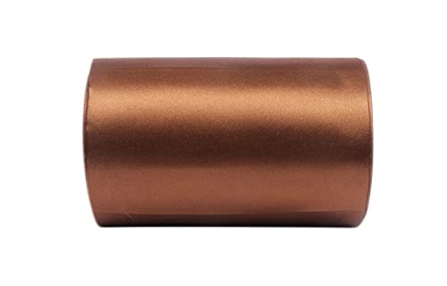 YYCRAFT 6 Inch Wide Satin Ribbon Satin Fabric Spool for Grand Opening Cutting Ceremony Wedding Birthday Party Decoration Gift Craft (22 Yards,Brown)