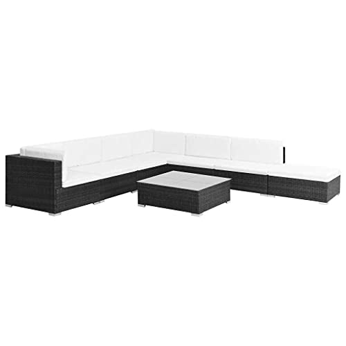 BJYX Gartenlounge Gartenmöbel Sofa Set Sitzgruppe Lounge Sitzgarnitur 23-TLG. Poly Rattan Schwarz