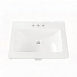 Garvee Lavabo bagno in ceramica bianca quadrato da incasso/semi-incasso - con troppopieno - 3 fori rubinetto 4" - compatto 54x45 cm - 852 Square Ceramic White 4” 3-hole faucet mounting holes
