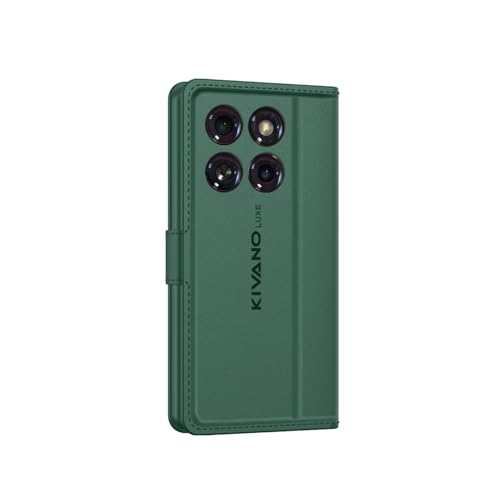 Image of KIVANO LUXE Compatible for Motorola Edge 60 Stylus 5G Luxury Handmade Leather Magnetic Flip Folio Case | Card Holder & Kickstand | Slim Protective Cover | Unisex - Green