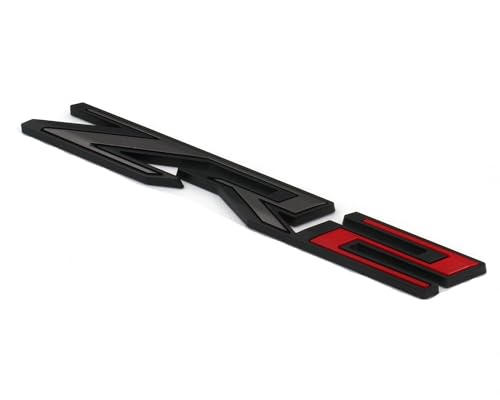 Image of 3PCS Matte Black Red Fender Rear ZR2 Emblem Badge Compatible with Silverado Colorado (Black Red)