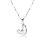 Lunestral Silver Heart Necklace Gifts for Women Stainless Steel Jewellery Dainty Heart Choker Chain Simple Delicate Minimalist Trendy Jewellery (White)