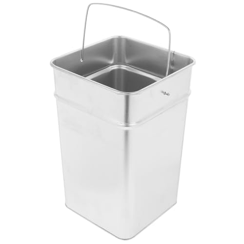 DOITOOL Cubeta Metálica Exterior Rectangular de Acero Inoxidable Cubo Basura Metálico Resistente la Corrosión con Asa Cubeta Multiusos para Almacenamiento de Residuos al Aire