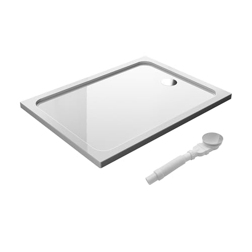 DOOLEEWEE Duschwanne 75x90X4cm MitAblaufgarnitur Hochglanz Weiß Ablaufgarnitur mit Geruchsverschluss (Siphon) Acryl-Duschbereich – Bild 3