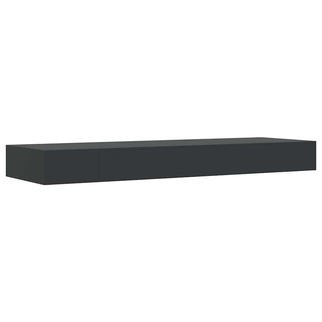 Regał wiszący z szufladą, czarny, z płyty MDF, 80 x 25 x 8 cm, regał ścienny z niewidocznym systemem montażowym, zajmuje mało miejsca, nowoczesny do salonu, sypialni, biura, miejsca do