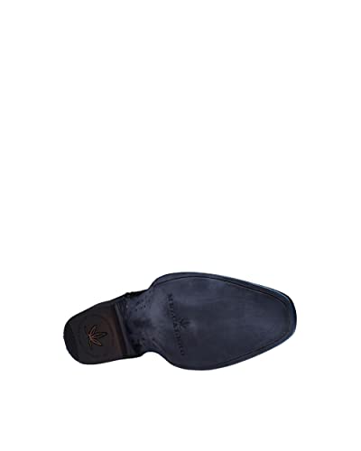 Image of Mezcalero|Ankle leather boots for men with metallic studs and internal side closure- Luciano Black and Blue (9)