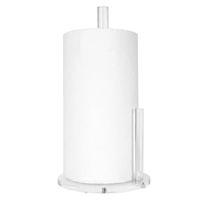 Acrylic Paper Towel Holder, Premium Stand for Kitchen Organize, One-Handed Manipulation Countertop Roll Paper Dispenser (DP014)