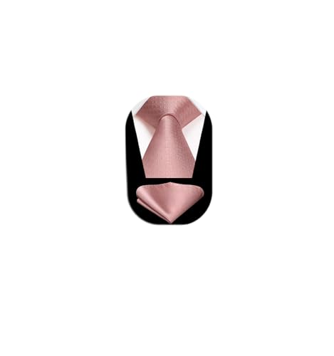 Image of HISDERN Ties for Men Solid Houndstooth Neckties Handkerchief Formal Business Tie & Pocket Square Set Wedding Party