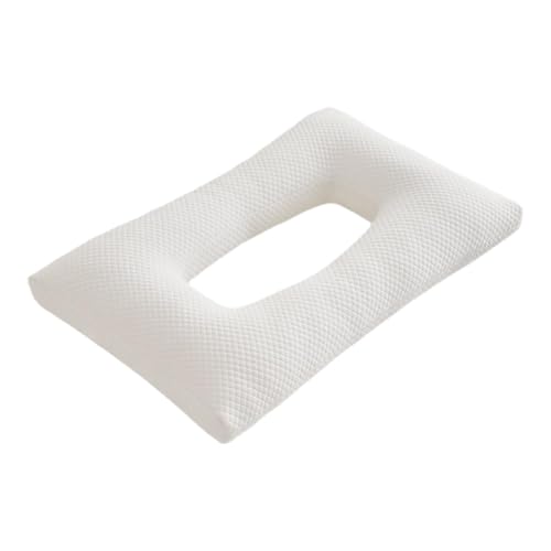 大きな耳穴付きの耳保護枕、圧力を緩和する柔らかく 横向き寝枕、イヤリングやヘッドホンをしたまま寝る人のための洗えるサポートクッション(White)