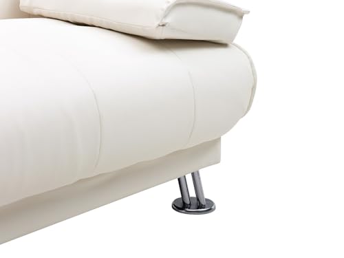 Vente-unique - Canapé Convertible clic-clac en Simili Blanc Maxime II - 3 Places – vue 9