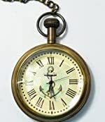 ANTIQUE NAUTICAL Compass Key Chain Clock Brass Gandhi Watch (5.14 cm) Unique Gift-Home Decor Item, Royal Pocket Watch-Vintage Watch Style Pocket Watch