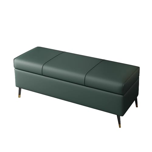 Banc de rangement vert 90x45cm avec assise rembourrée pour chambre et salon