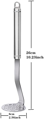 Potato Masher, Stainless Steel Garlic Press for Mashed Potato, Vegetables, Fruits, Garlic and Jam