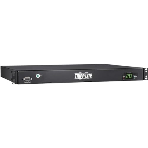 Tripp Lite Metered PDU, Auto-Transfer Switch (ATS), 20A, 200-240V, 3.8kW, Single-Phase - 8 C13 Outlets & 2 C19 Outlets, Dual C20 12ft Input Cords - 1U Rackmount, 2 Year Warranty (PDUMH20HVATS)