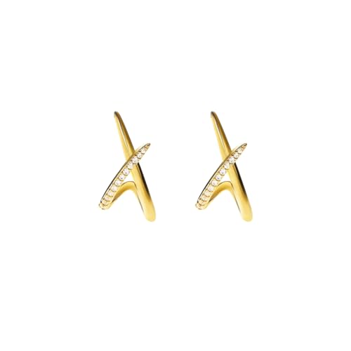 Hanaoops Pendientes de Mujer Pendientes de Aretes Brillante Pequeños Oro Plata Pendientes con Circonia Cúbica Hipoalergénico Aretes Joyas Regalos (Gold)