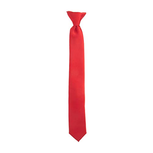 Dockers Neckwear Boys' Big Solid Clip On Tie, Red, One Size
