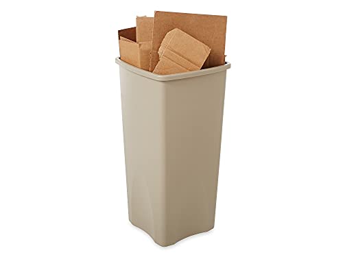 Image of 23 gal. Square Beige Trash Can