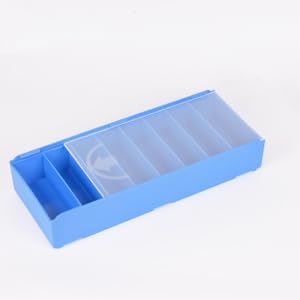 100 cajas de inserción azul claro con 8 compartimentos – Caja clasificadora apilable con tapa transparente para plaquitas – Dimensiones exteriores: 138 x 56 x 25,5 mm