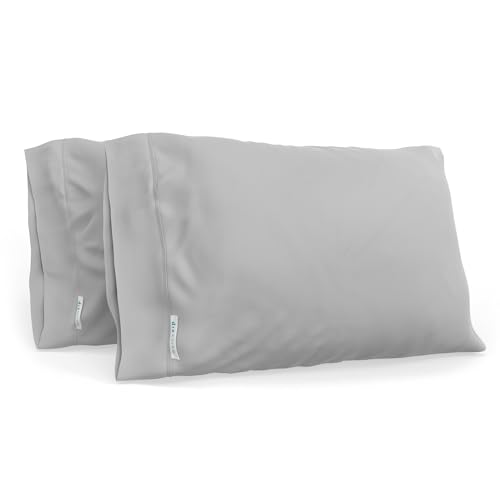Image of QuickZip Percale Pillowcase King Size (20 inch X 39 inch), Set of 2, 100% Cotton Pillow Covers with Envelope Closure, Misty Gray
