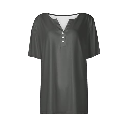 Summer Tops for Women 2025 Trendy Vacation Short Sleeve Button Vneck T Shirt Loose Fitted Boho Graphic Tees Fashion3