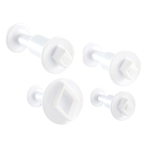 Kit 4 TAGLIAPASTA ad espulsione a forma diamante ROMBO - formine stampi taglia biscotti per Creare Fantastici Dolci e decori Torte - Ideale per Decorazioni in Pasta di Zucchero