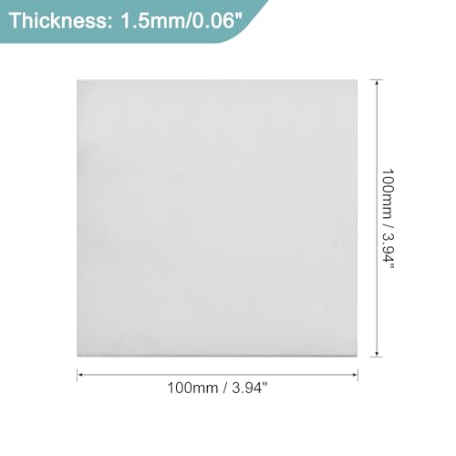 Image of uxcell 1Pcs GR2 Titanium Plate Sheet, 100x100x1.5mm Titanium Alloy Metal Sheet for Industrial Machinery Metalworking (4 inchx4 inchx0.06 inch)