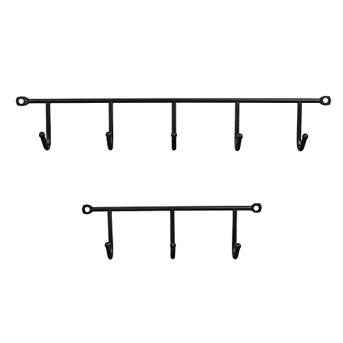 LouMaxx Hakenleiste – Kleiderhaken Wand 2er Set in Schwarz – Gaderobenhakenleiste – optimaler Helfer für Küche, Bad und Garage