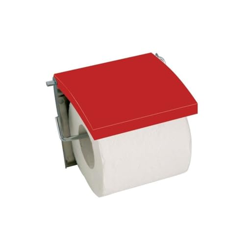 MSV - Porte Rouleau Papier WC Mural - MDF & INOX - Couleur Rouge - Dimensions 13 x 15 x 11,5 cm - Couleur Violet - Élégant et Polyvalent pour Salle de Bain