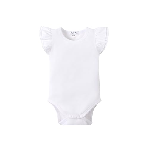 Magic Park 0-24M Infant Girl Romper Baby Girls Solid Color Bodysuit Toddler Ruffle Jumpsuit Shirts Casual Tops Baptism Shirt