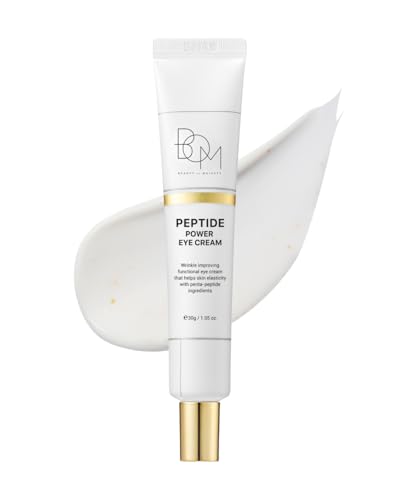 bom COSMETICS Peptide Power Eye Cream 1.05 Fl Oz, Penta-Peptide and 99% Pure Gold Lightweight Eye Cream for Skin Collagen Boost to Reduces Fine Lines, Wrinkles, Enhances Elasticity, Korean Skin Care