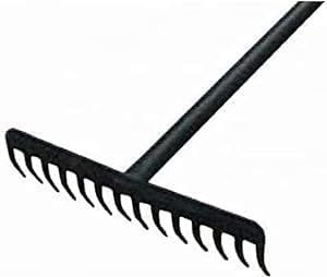 M&H 12 Teeth Garden Rake, Heavy Duty Soil Rake, Carbon Steel Rake For Gardening, Garden Rakes Metal With Steel Handle, Gardening Tools for Sand Filling, Loosening and Levelling Black(120 x 32 x 9 )cm