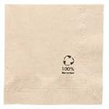  Servilletas Ecologicas para Bar/Restaurante tipo Cocktail, 2 capas, Color Kraft con sello eco, 20x20cm, 100 unidades/paquete, Servilletas sin blanquear, biodegradables, compostables