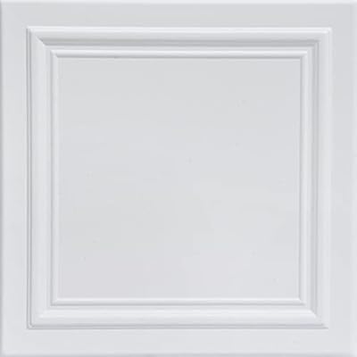 A La Maison Ceilings R24 Line Art Pre-Painted Foam Glue-up Ceiling Tile (256 sq. ft./Case), Pack of 96, Ultra Pure White