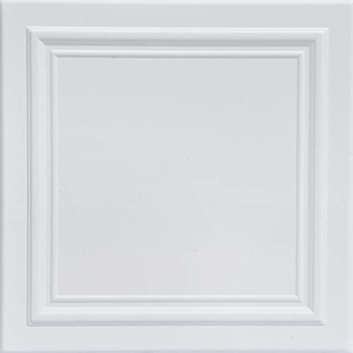 A la Maison Ceilings R24 Line Art Pre-Painted Foam Glue-up Ceiling Tile (256 sq. ft./Case), Pack of 96, Ultra Pure White