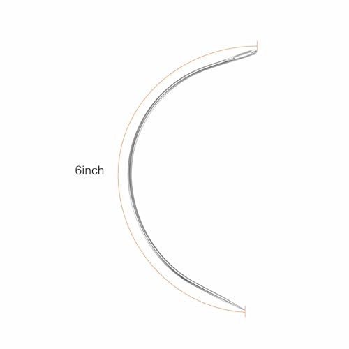 Image of HARFINGTON 50Pcs Curved Needles 6 inch C Type Weaving Sewing Needles Wig Making Upholstery Big Eye for Carpet Leather Canvas Repairing Blocking Knitting