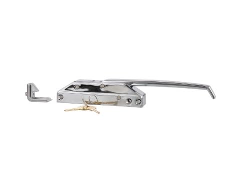 10-1/4" L Chrome Plated Die Cast Mechanical Edgemount Latch with Straight Handle and Cylinder Lock