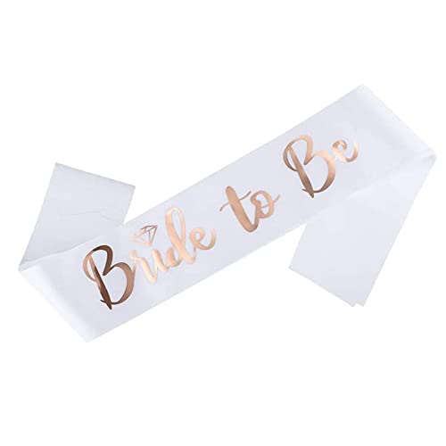 lvzhen Bride to Be Sash Hen Party Hen do Sash Bridal Shower Party Decorations (1 Pack) (White Bride to be)