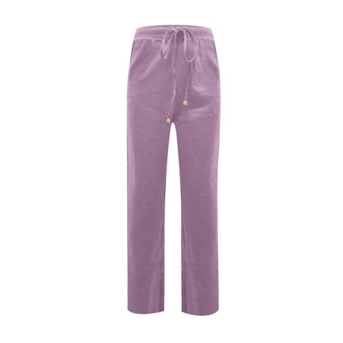 midelxp Straight Leg Linen Pants Women Comfy Loose Fitting Drawstring Pants with Pockets Casual High Waisted Trousers Pants4