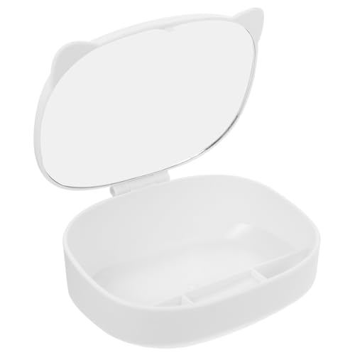 KESYOO バニティミラー makeup organizer storage スタンド付きドレッサーミラー デスクトップ化粧鏡 ミラー付き化粧品ホルダー デスクトップ口紅オーガナイザー ガラス