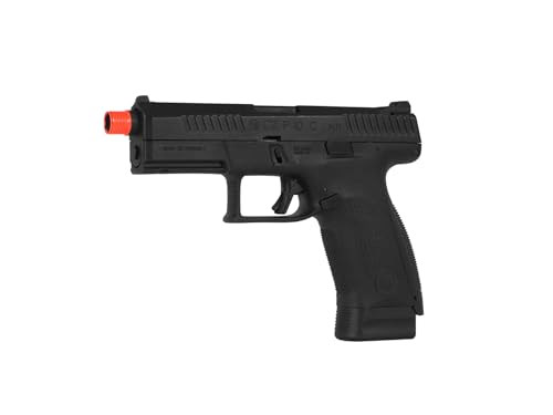 ASG CZ P-10C CO2 Airsoft Pistol - Blowback Airsoft Gun - Adjustable Hop-Up - Metal Slide - Threaded Barrel/Optic Ready - FDE - 6mm Airsoft BB - Black