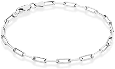 Miabella Solid 925 Sterling Silver Italian 3mm Paperclip Link Chain Bracelet for Women Men, Made in Italy
