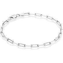 Miabella Solid 925 Sterling Silver Italian 3mm Paperclip Link Chain Bracelet for Women Men, Made in Italy