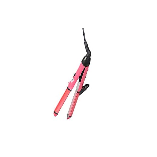MAXELNOVA 2-in-1 Ceramic Plate Set of Hair Straightener Plus Curler (Pink, MN-105)