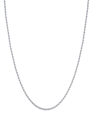 Silver Necklace For Women Men 2.5Mm Rope Chain 925 Sterling Silver Clasp Rope Chain Silver Chain For Men 16/18/20/22/24/26/28/30 Inches(16) #TOP17
