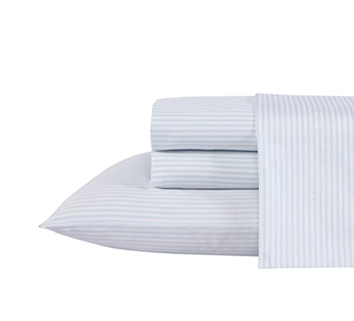 Laura Ashley - Queen Sheet Set, Buttery-Soft Bed Sheets with a Naturally Silky Smooth Cotton Sateen Lightweight Feel - Matching Pillowcases & Fitted Sheet (Ramona Blue)