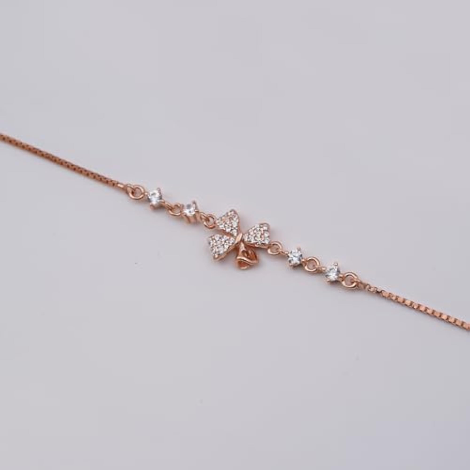 Rose Gold Leafy Charm Bracelet, Elegant Design