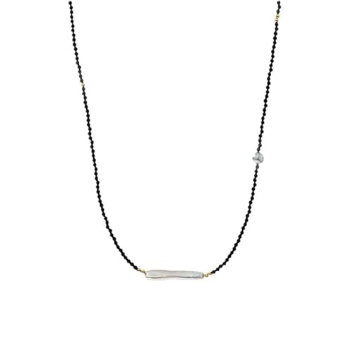 Collier perle baroque authentique et spinelle noir, le cadeau idéal pour célébrer une femme